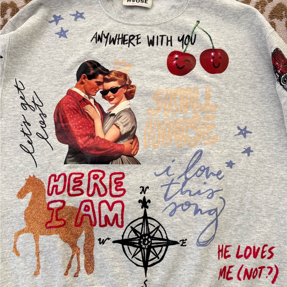 Skullhouse Designs Gray Graphic Sweatshirt - 'Anywhere With You' View 3